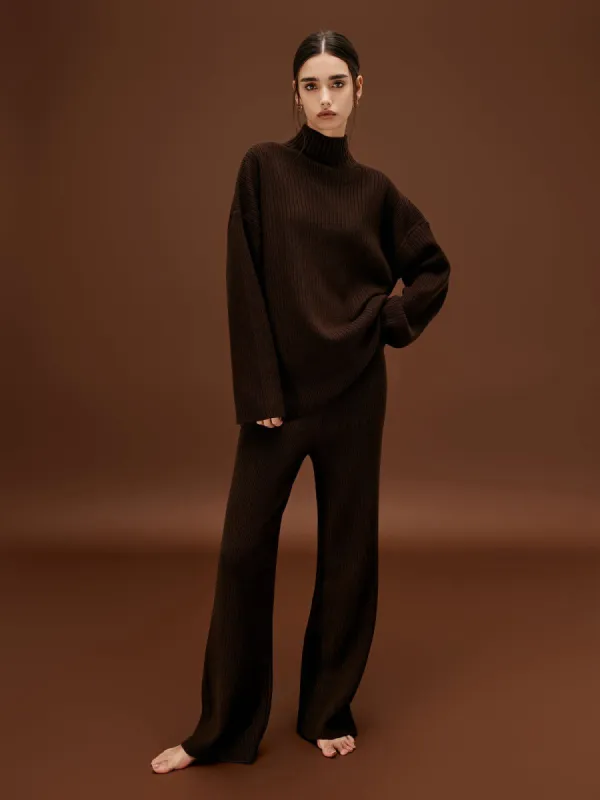 Minimalism Mock Neck Sweater Two Piece Pants Set sold by COMMENSE