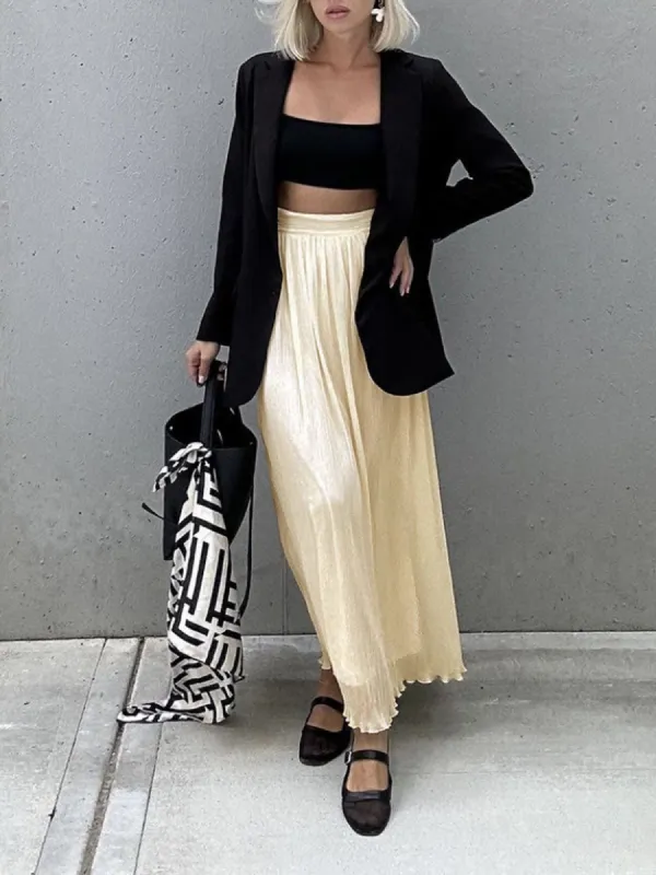 Full Of Charm Pleat Maxi Skirt sold by COMMENSE