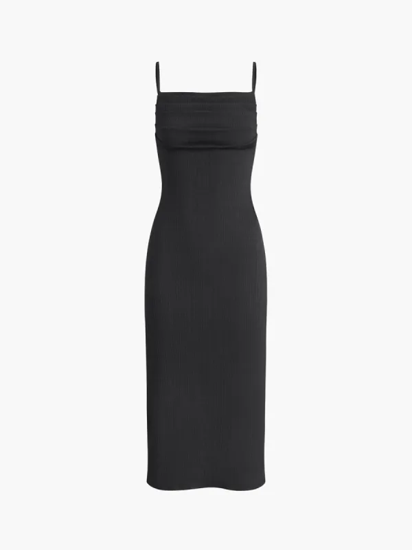 Solid Backless Pleated Long Dress sold by COMMENSE