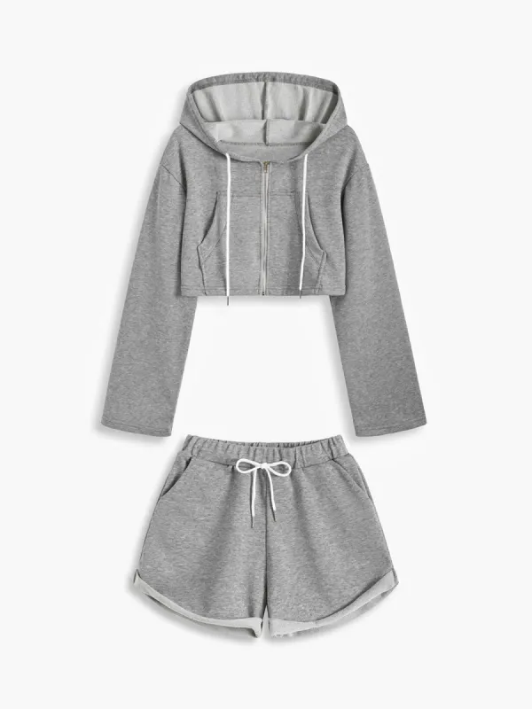 On The Go Hoodie Two Piece Shorts Set made by COMMENSE