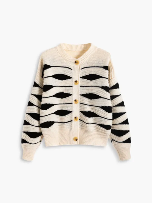 Wavy Stripe Cardigan sold by COMMENSE