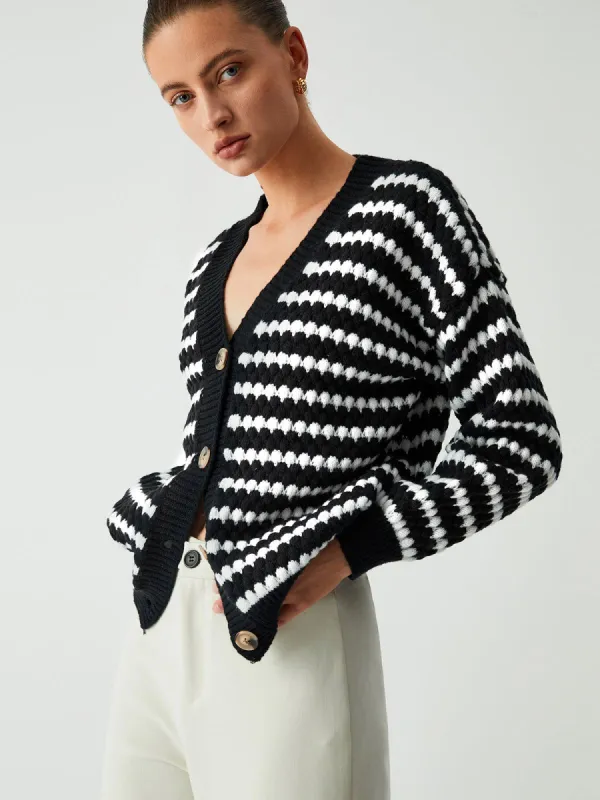 Unspoken Desire Stripe Cardigan sold by COMMENSE