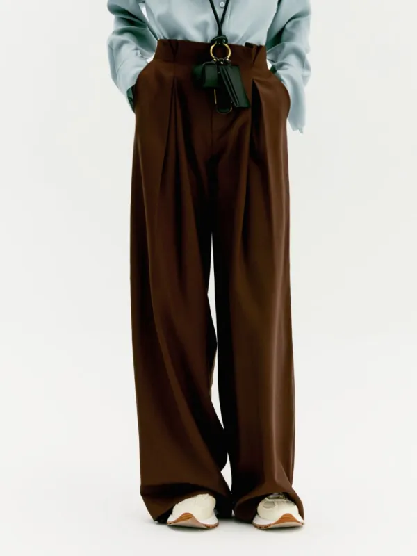 Caramel Pleat Wide Leg Pants sold by COMMENSE