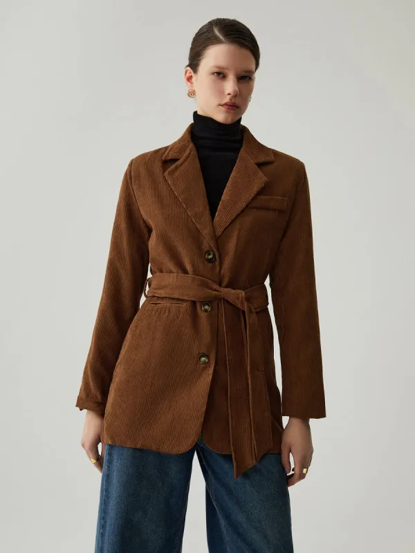 Corduroy Button Belted Blazer sold by COMMENSE