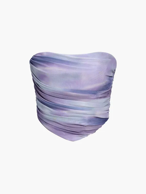 Lilac Mesh Zippered Crop Tube Top sold by COMMENSE