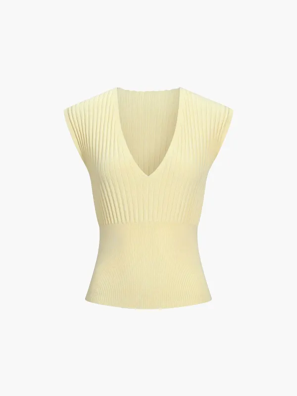 Limoncello Rib Knit Top sold by COMMENSE
