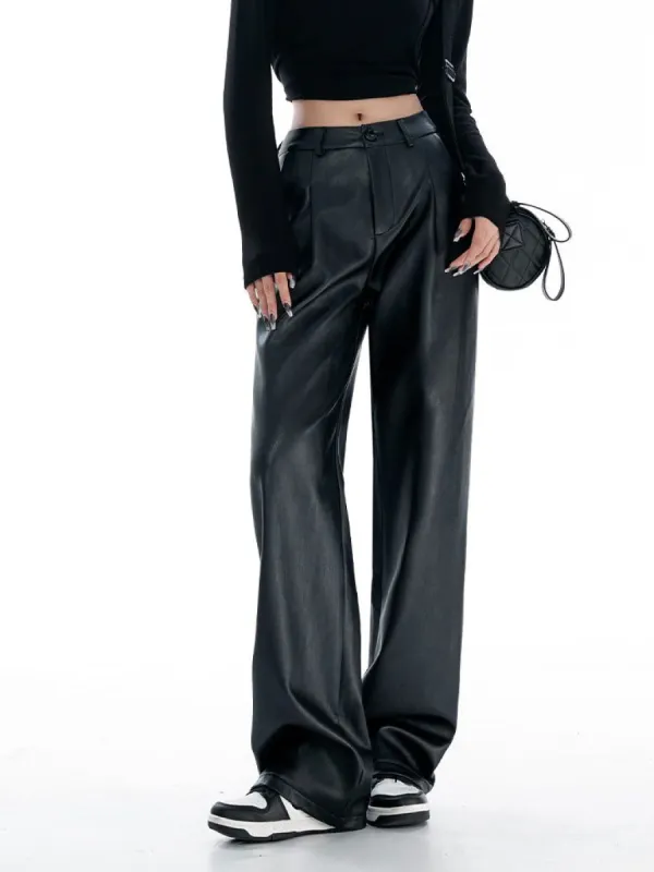 Comfort Club Faux Leather Straight Leg Pants sold by COMMENSE