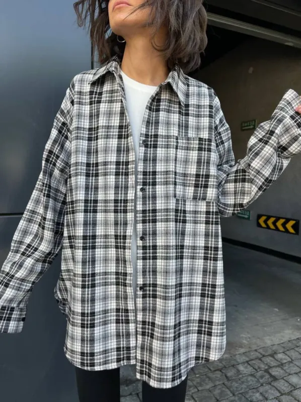 Keep In Check Oversized Shirt sold by COMMENSE