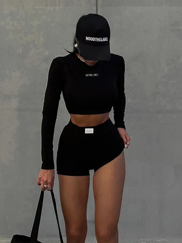 Live Freely Two Piece Long Sleeve Shorts Set made by COMMENSE