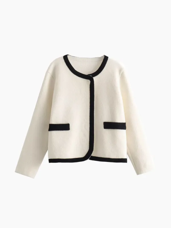 Old Money Aesthetics Contrast Trim Cardigan sold by COMMENSE