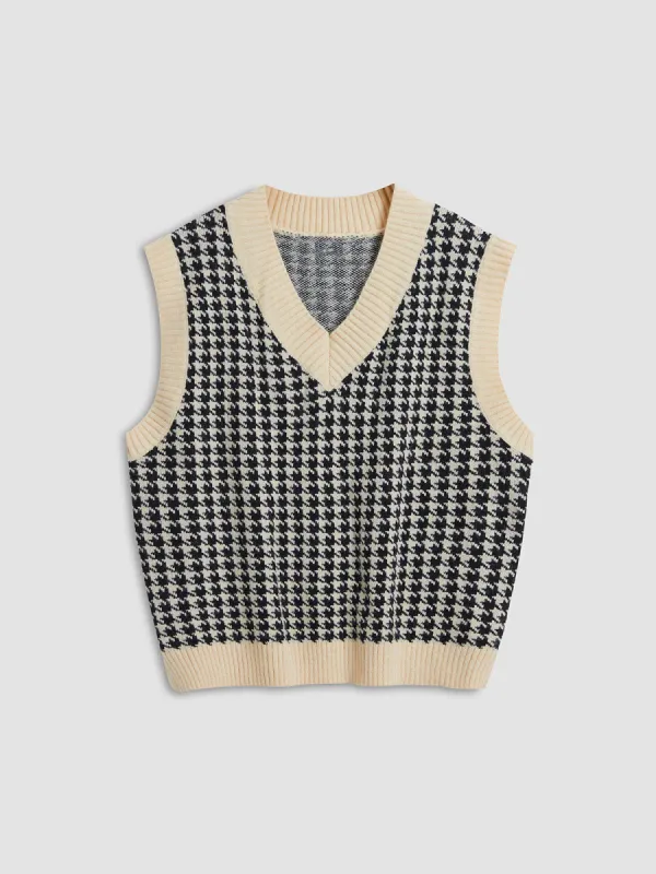 Cozy Houndstooth Vest sold by COMMENSE