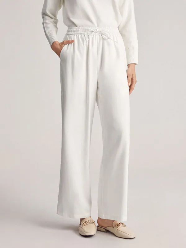 Simple Bell Drawstring Wide Leg Pants sold by COMMENSE