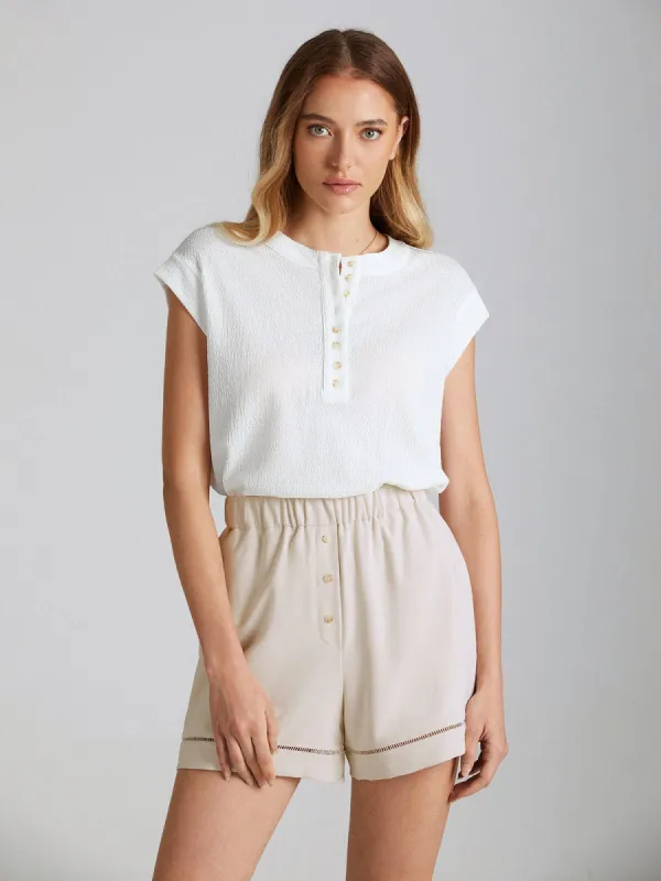 Relaxed Fit Cap Shoulder T-Shirt sold by COMMENSE