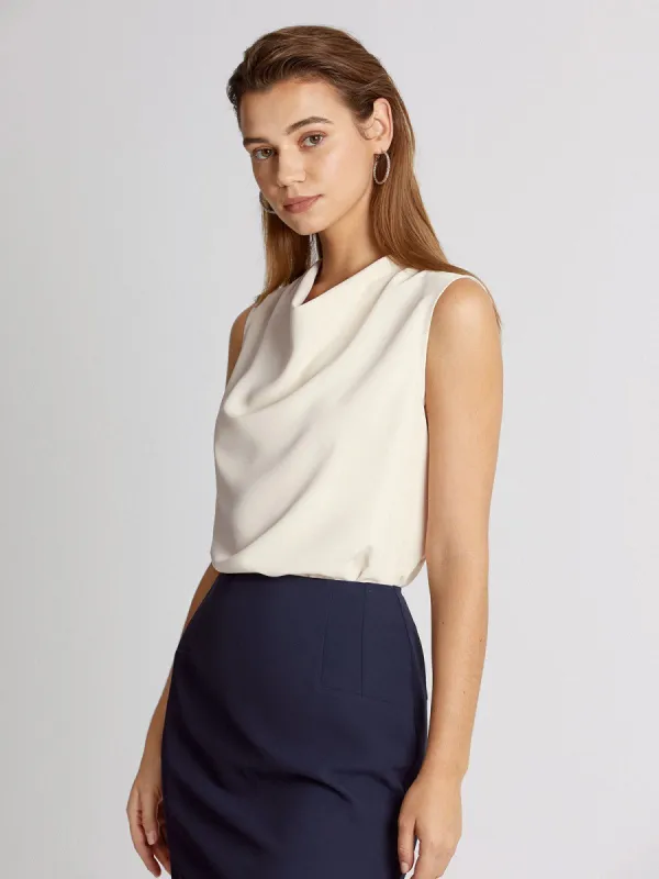 Cowl Neck Sleeveless Top sold by COMMENSE