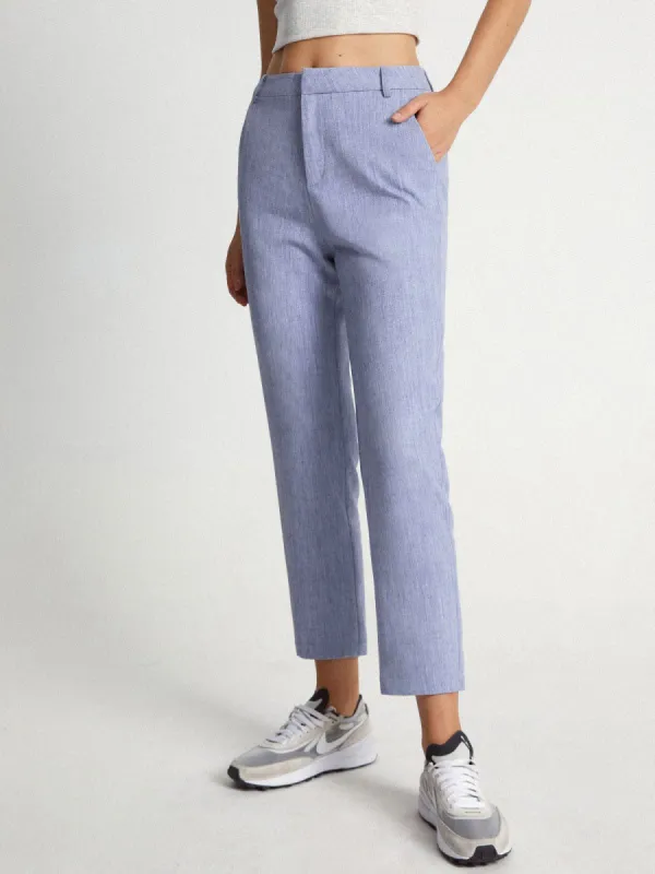 Mid Rise Heathered Pastel Cropped Pants made by COMMENSE