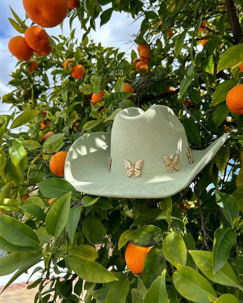 Sage Green Butterfly Cowgirl Hat sold by Cindy Jane Boutique