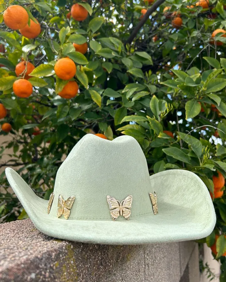 Sage Green Butterfly Cowgirl Hat sold by Cindy Jane Boutique product image thumbnail 2