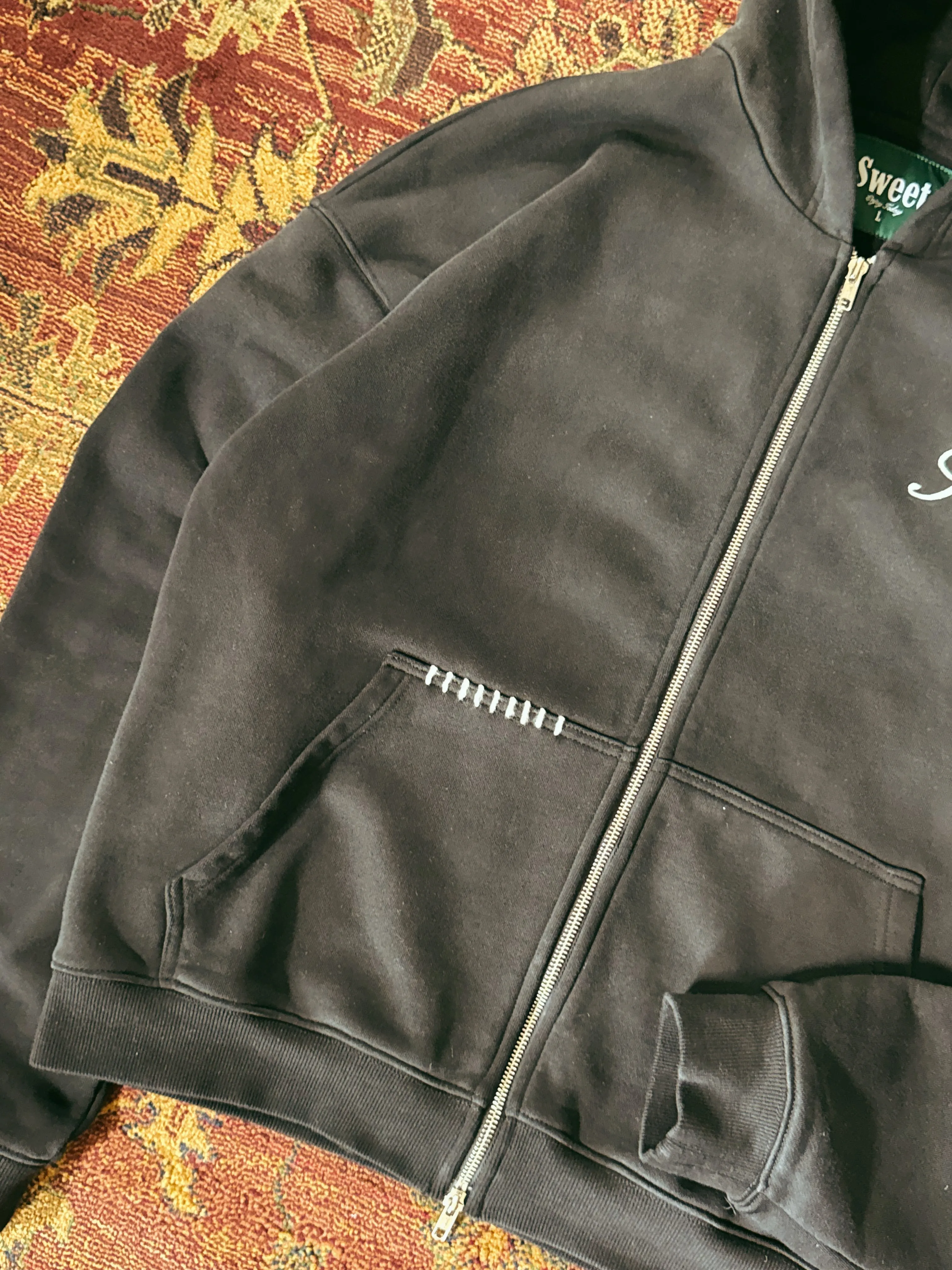 SWEET AGED BLACK ZIP-UP sold by Sweet Hat Co product image thumbnail 5