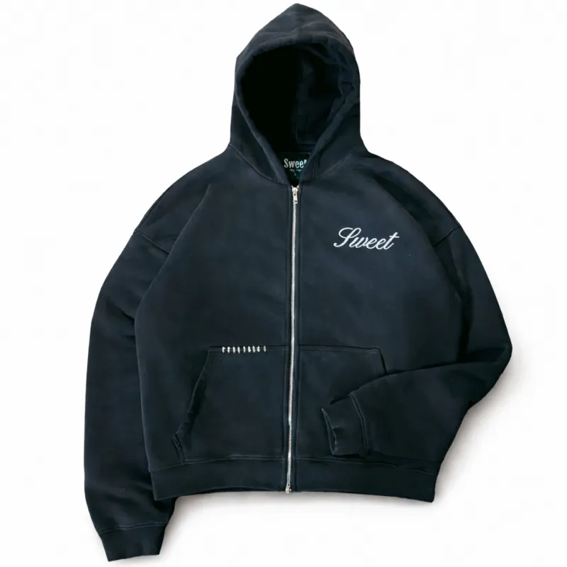 SWEET AGED BLACK ZIP-UP made by Sweet Hat Co