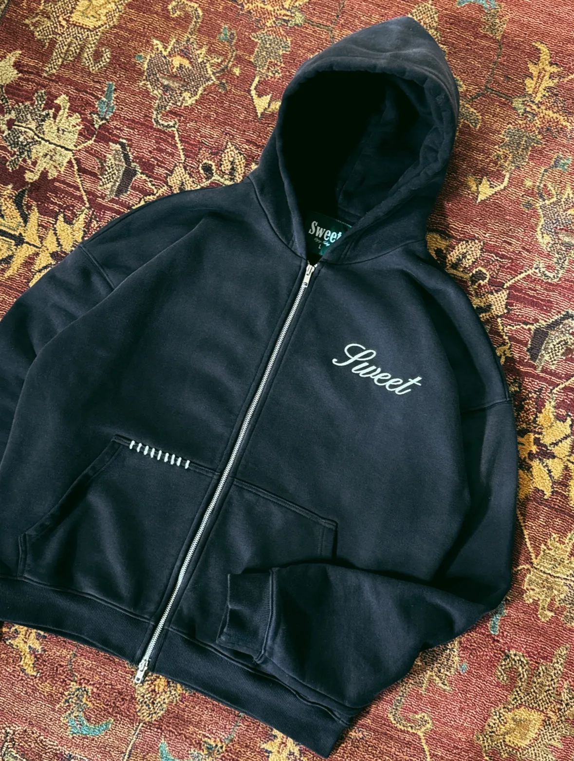 SWEET AGED BLACK ZIP-UP sold by Sweet Hat Co product image thumbnail 2