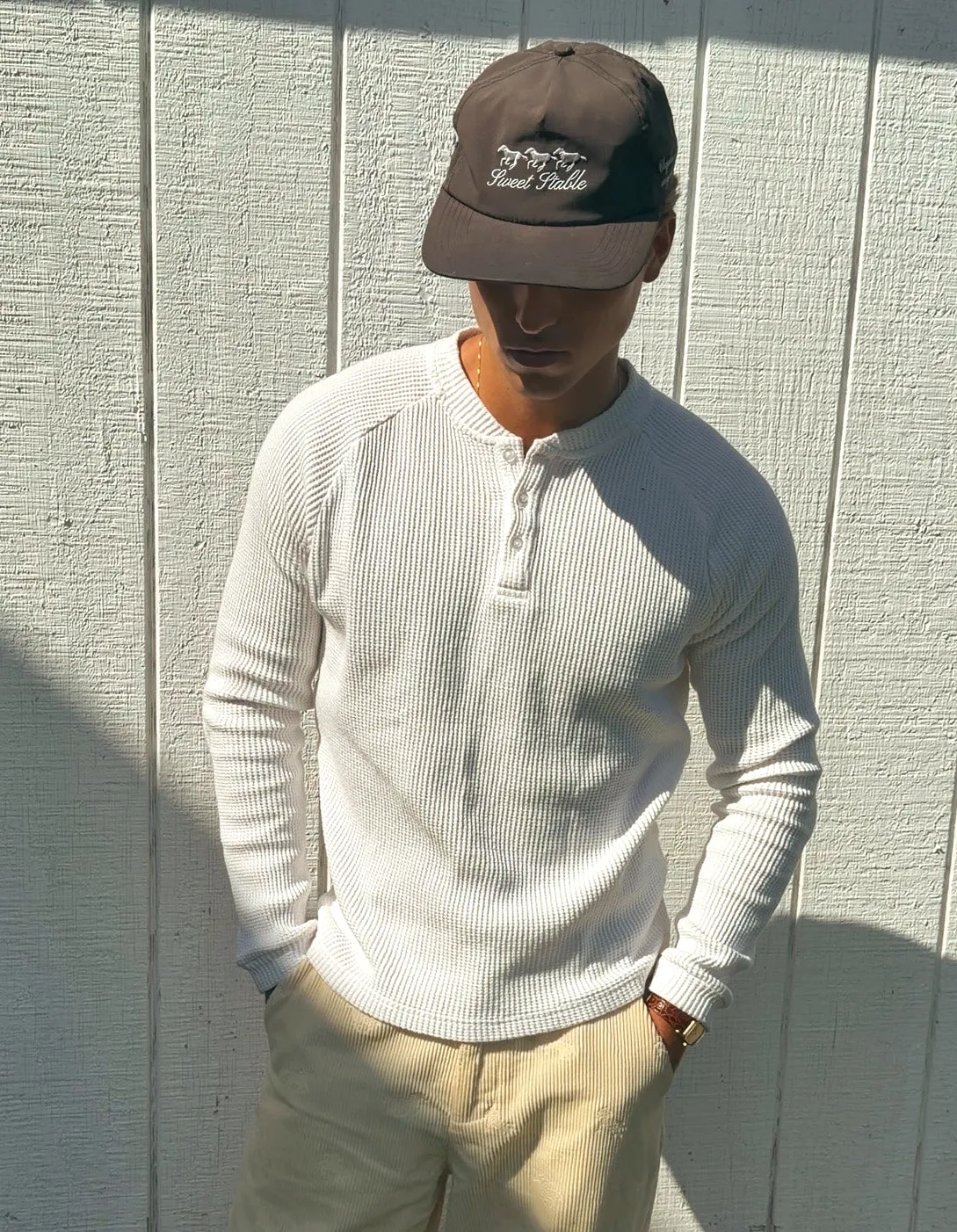 SWEET WAFFLE KNIT HENLEY sold by Sweet Hat Co product image thumbnail 2