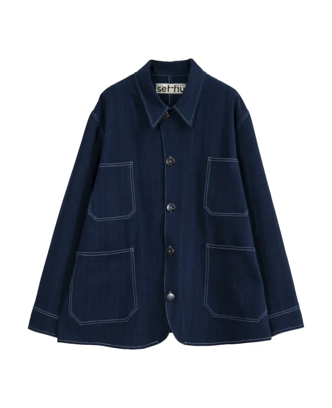 Long Wharf Chore Coat - Indigo made by Free Agency