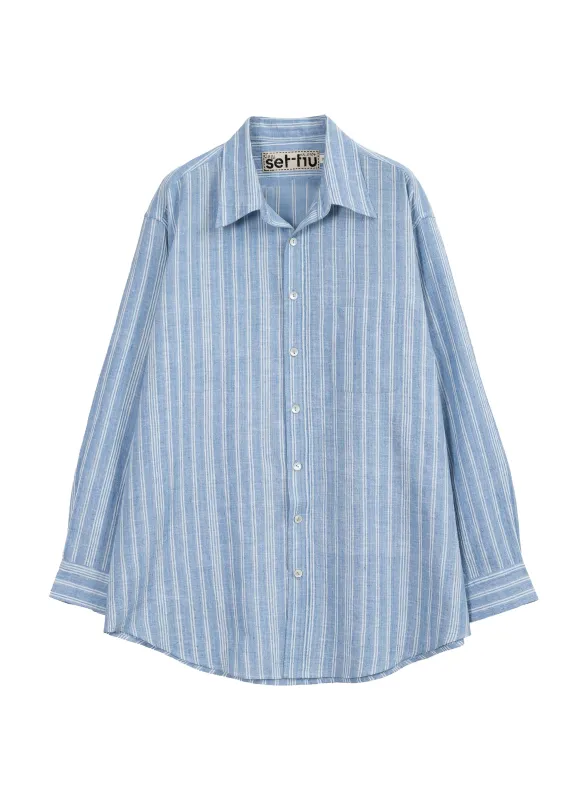 Ivy Oxford Shirt - Blue Pinstripe made by Free Agency