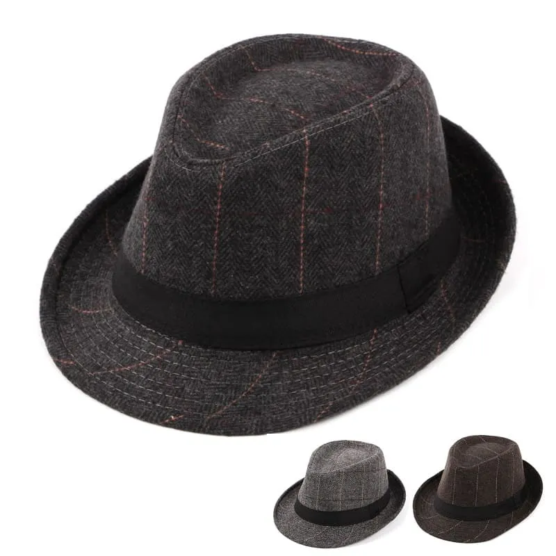 Plaid & Herringbone Trilby Hat made by Ghelter