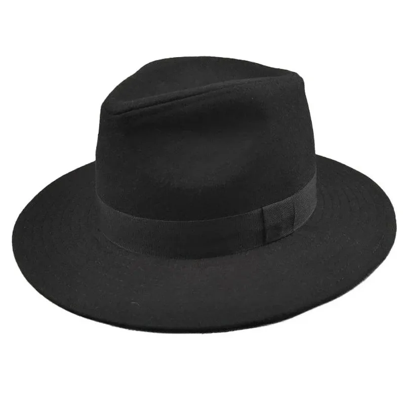 Curtis Retro Black Wool Fedora Hat made by Ghelter