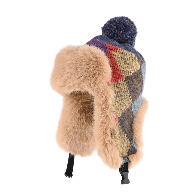 Hudson Plaid Winter Knit Bomber Hat made by Ghelter