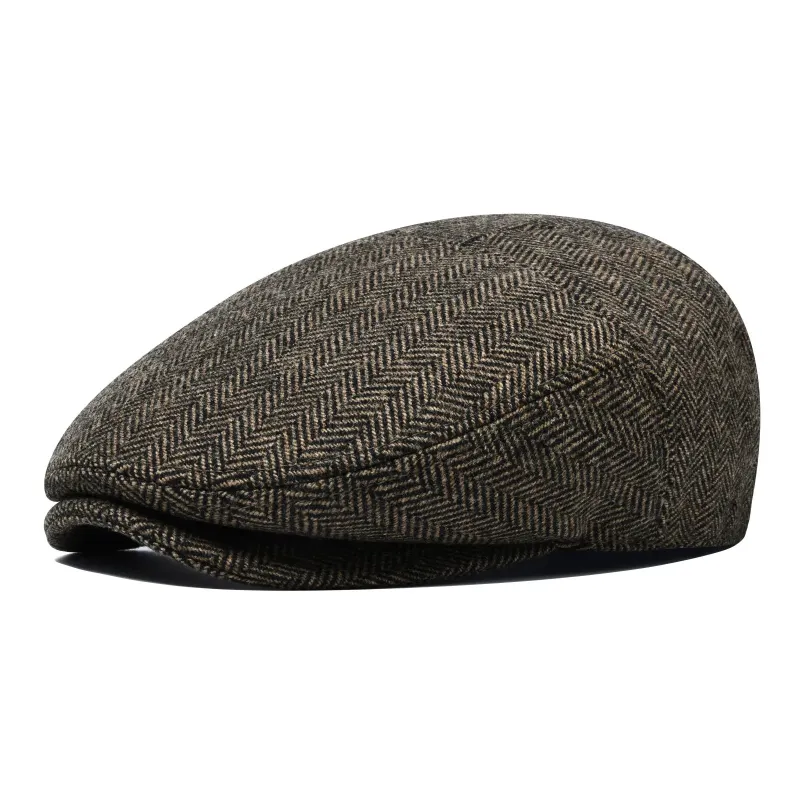 Bellamy Wool Herringbone Flat Cap made by Ghelter