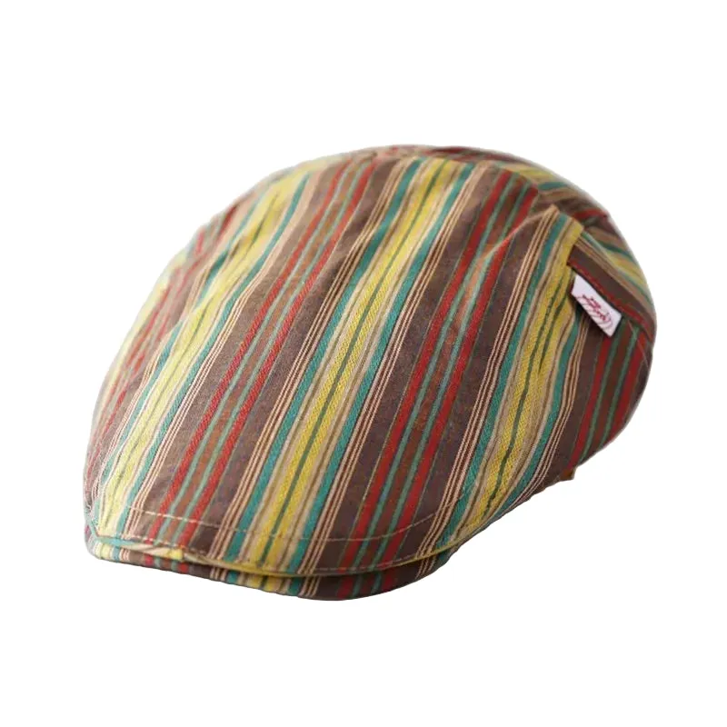 Gervais Striped Cotton Flat Cap made by Ghelter