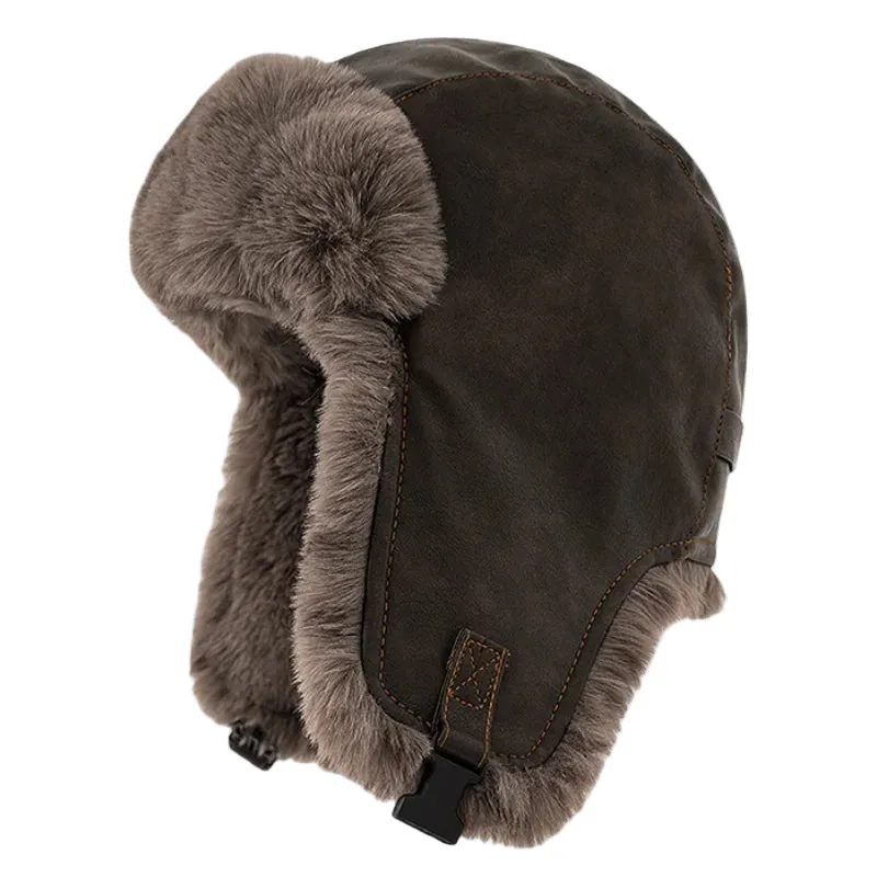 Leningrad Winter Leather Trapper Bomber Hat made by Ghelter