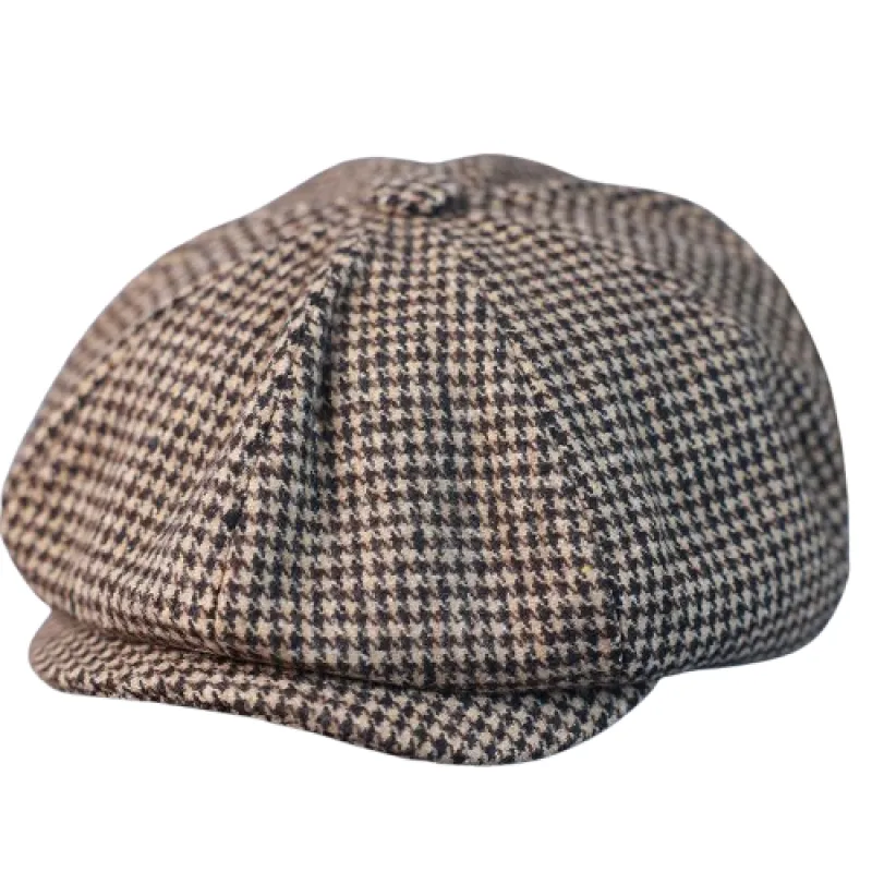 Dunois Houndstooth Wool Newsboy Cap made by Ghelter