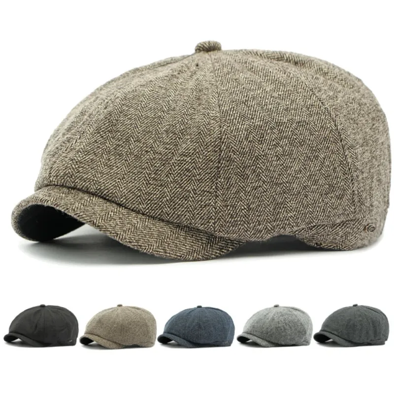 Cezanne Herringbone Cotton Newsboy Cap made by Ghelter