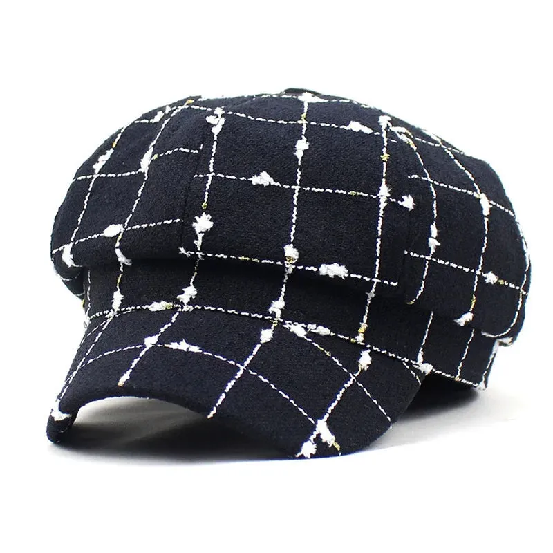 Marylin Women Plaid Newsboy Cap made by Ghelter