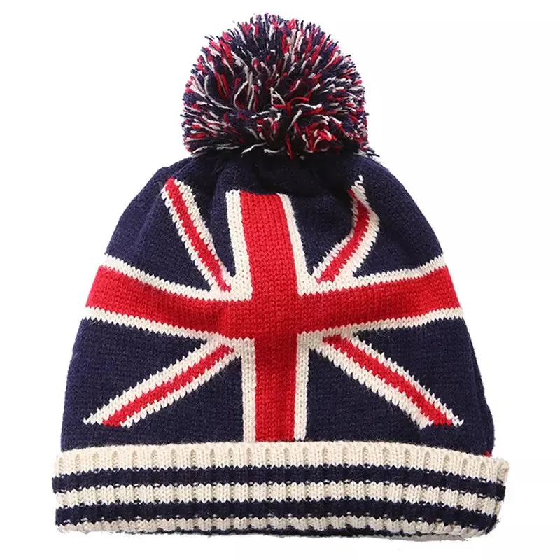 British Flag Pom Pom Beanie made by Ghelter