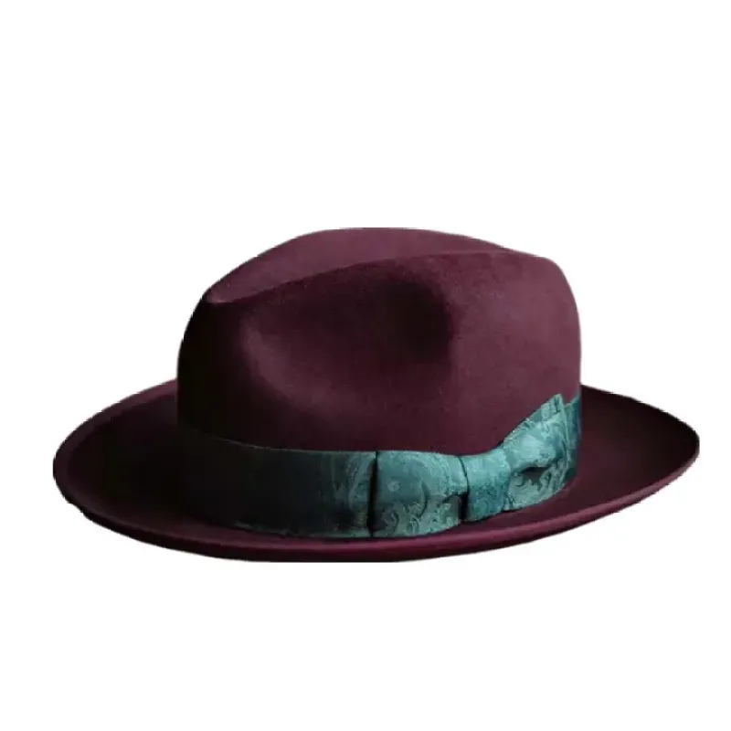 Montpellier Ribbon Garnet Wool Trilby Hat made by Ghelter