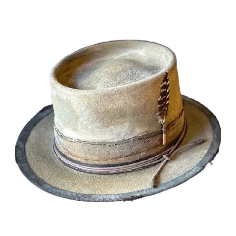 Clarence Retro Feathers Wool Porkpie Hat made by Ghelter