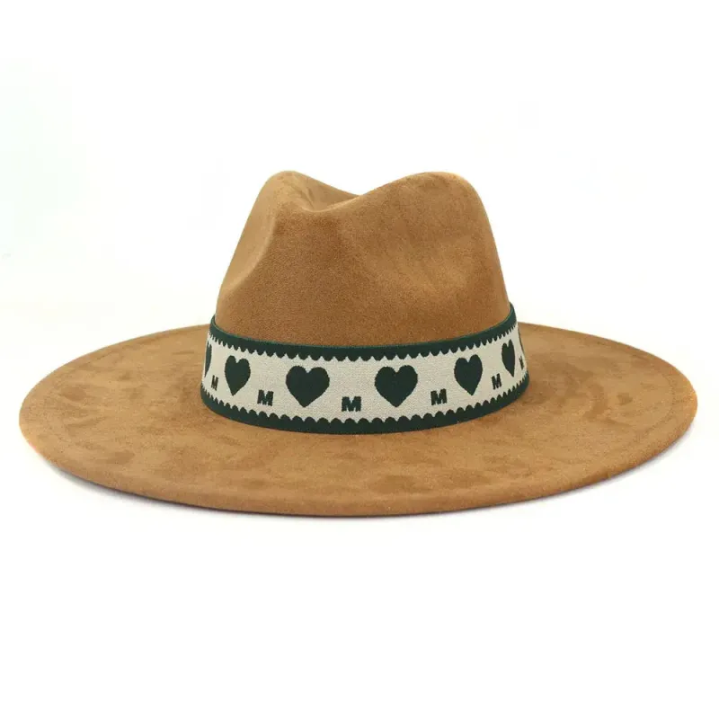 Hearts Band Suede Fedora Hat made by Ghelter