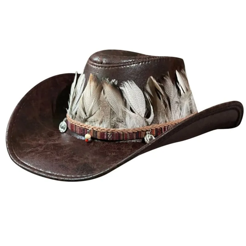 Hays Feathers Leather Cowboy Hat made by Ghelter