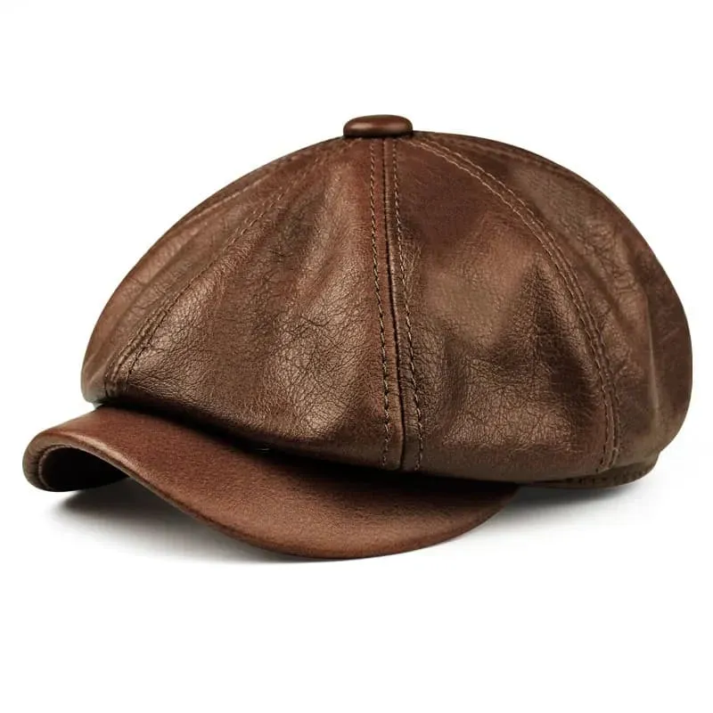 Kingsville Genuine Leather Newsboy Cap made by Ghelter