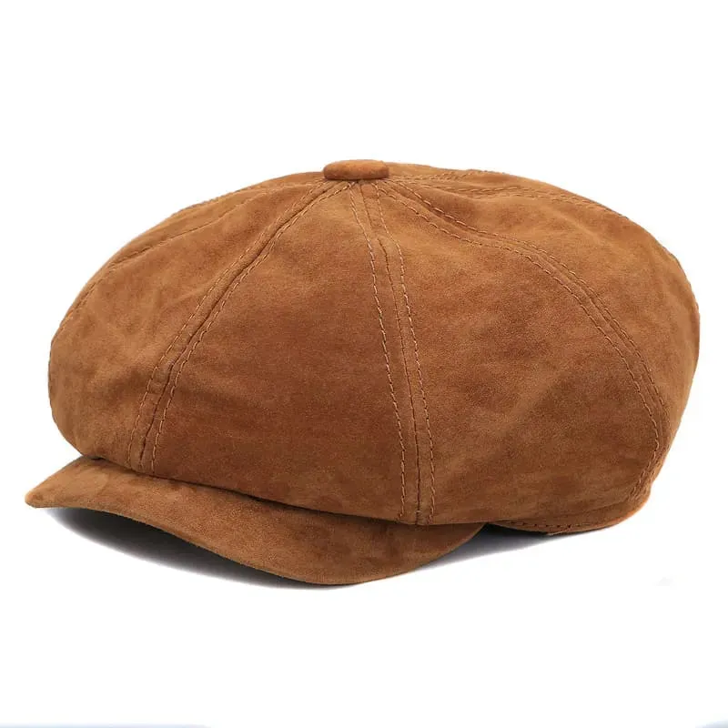 J&J Genuine Suede Leather Newsboy Cap made by Ghelter