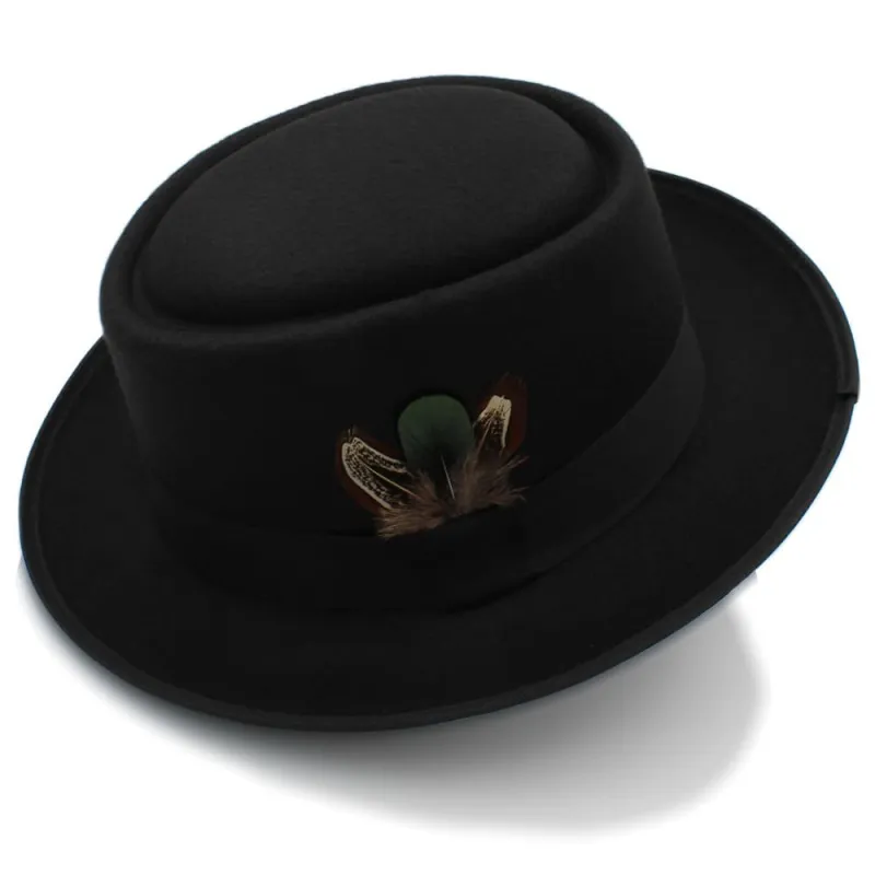 Crosby Feathers Wool Porkpie Hat made by Ghelter