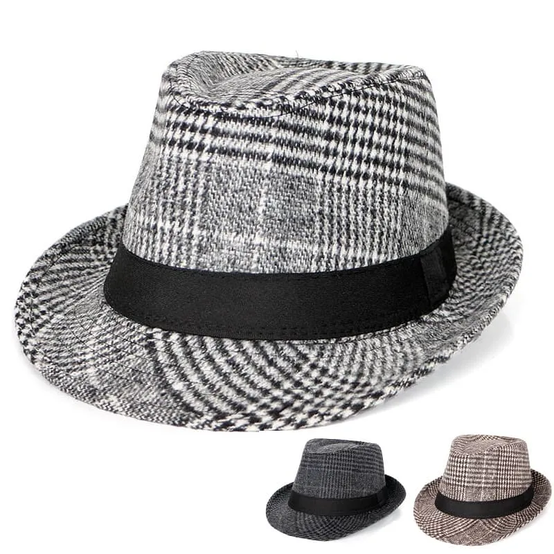 Black Ribbon Tartan Trilby Hat made by Ghelter