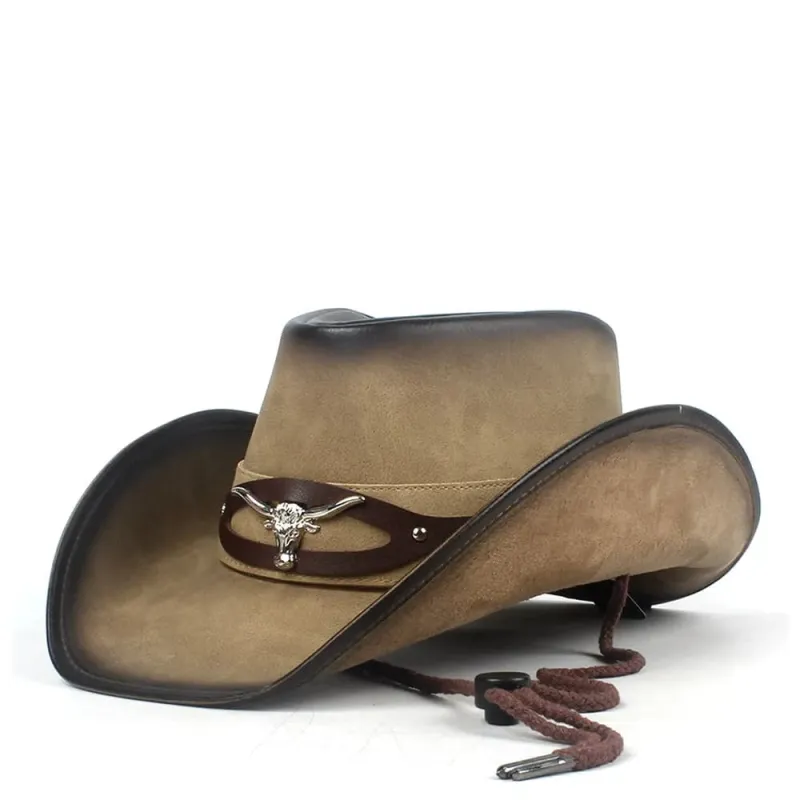 Silver Goat Genuine Leather Cowboy Hat made by Ghelter