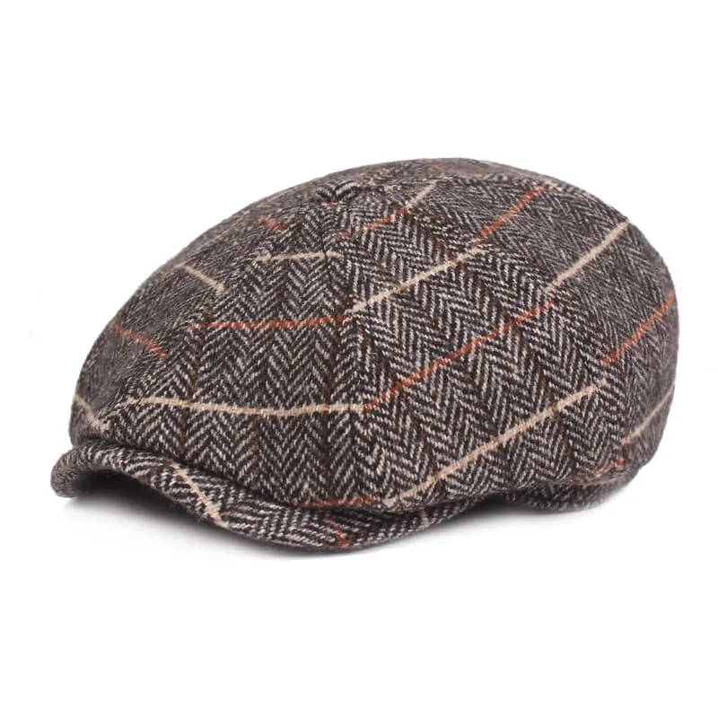 Plaid Herringbone Wool Newsboy Cap made by Ghelter