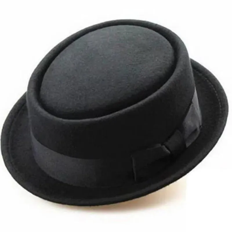 Walter Black Wool Porkpie Hat made by Ghelter
