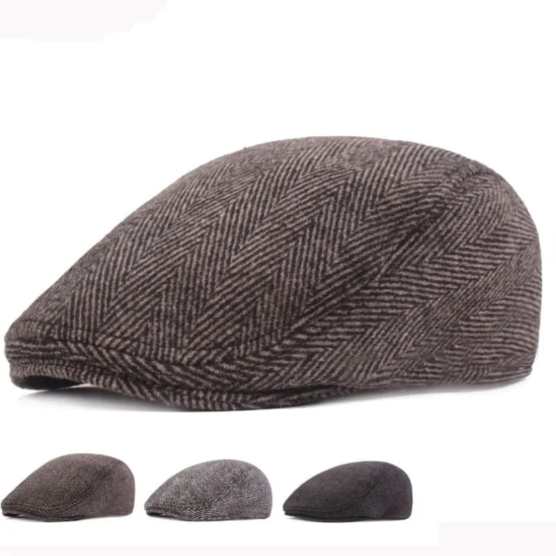 Vintage Herringbone Cotton Flat Cap made by Ghelter