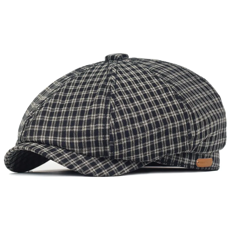 Mesina Plaid Cotton Newsboy Cap made by Ghelter